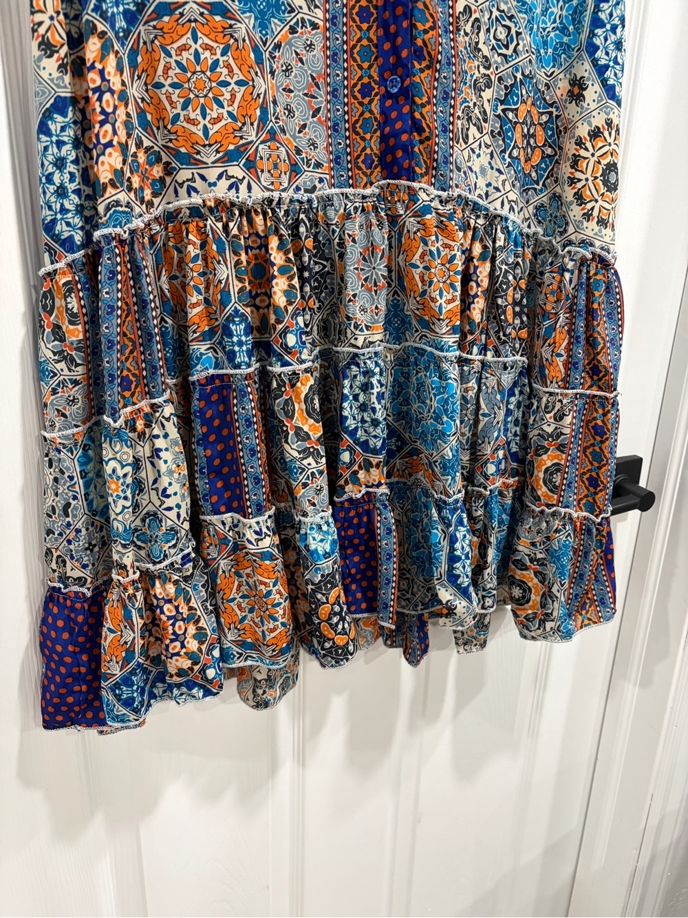 Willow Blossom Boho Tile Print Sleeveless Tunic Dress V-Neck Medium - Picture 4 of 8
